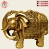 Estatuetas decorativas grande cobre puro zhaocai nafu elefante emparelhado decoração abertura sala de estar artesanato 26cm