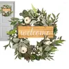 Couronne de fleurs décoratives en feuilles d'eucalyptus, guirlande de porte d'entrée, feuilles de printemps, décor de Festival, Faux réaliste pour Patio et jardin