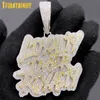 Pendant Necklaces Iced Out Bling CZ Letter Loyalty Over Royalty Necklace Cubic Zirconia Two Tone Color Charm Men Women Hip Hop Jew164D