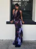 Backl Maxi Dr Women Sexy Purple Print Halter Bodyc Dr Summer Beach Outfits Elegant Sleevel Club Party Dr 2022 Z5YB＃