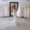 Fivsole Meerjungfrau Hochzeit Kleid Tüll Spitze Applikationen Hohe Qualität Braut Dr Sexy V-ausschnitt Spaghetti-trägern Vestidos De Fiesta z66E #