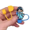 girls princess silicone straw toppers accessories cover charms Reusable Splash Proof drinking dust plug decorative 8mm/10mm straw party