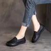 Chaussures décontractées femmes mocassins en cuir gris talons souples dames à la main véritable paresseux sans lacet chaussures plates marque