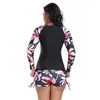 Maillots de bain pour femmes Surf costume 2 pièces à manches longues imprimé maillot de bain pour femmes 2024 fermeture éclair conservateur bikini été plage vacances