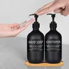 Liquid Soap Dispenser 500ML Foam Matte Black Lotion Bottles Shampoo Conditioner With 1 Tray 6 Labels Bathroom Accessories