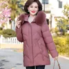 winter Clothes New Medium Lg Down Cott Jacket Women Middle-aged Plush Thickened Cott Jacket Female Outwear m7bv#