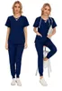 Stretch Femmes Slim Fit Scrubs Ensembles Uniformes médicaux Médecins Tops Joggers Robes chirurgicales Infirmière Accories Sal Spa Workwear Set b7LG #