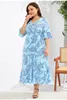 Flare Manches Plus Taille Dres V-Cou Femmes Imprimé Vacances Plage Dr Office Lady Élégant Fi Casual Printemps Eté S5jV #