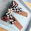 Bow Ties New Womens Leopard Print Bow Tie Brooch British Fashion Shirt Suit Coat Luxurious Pearl Studded Rhinestone Collar Accessories Y240329