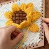 Knitting Sunflower Weaving Loom Kit with Frame Wooden Craft Weaving Loom Arts Develops Creativity DIY Knitting Crochet Set for Beginner