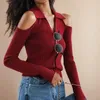 Blouses Femmes Mode Femmes Simple Boutonnage Col V Top Élégant À Manches Longues Chemise De Bureau Slim Hors Épaule Doux Solide 2024 Printemps