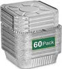 Engångsgräs 8x8 aluminiumfoliepannor med lock - 60 pack fyrkantiga bakslag för luft fryer