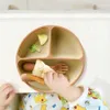 Koppar rätter redskap mjuka silikon babyplattor skedar gafflar skålar rätter barn matning sug barn småbarn äter bordsartiklar