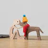 Warm Gifts Wood Figurine Desktop Table Ornament Wooden Men Puppy Model Creative Home Office Decoration Lovely Drop OEM 240325