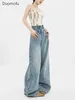 Damesjeans Duomofu Lichtblauw Vintage Distressed Washed Loose Dames Chic Hoge taille Slank Casual Mode Volledige lengte Vrouw