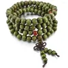 Collier en bois de 8 mm avec brin de perles, sandale verte tibétaine, 108 perles avec 108 bois de santal, prière bouddhiste, bracelet Mala, livraison directe, bijou Otfki