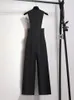 Ewq elegant stil kvinnor jumpsuits sommar vintage svart kontor ol lady slim fit ärmlösa damer kläder mode trend 240315