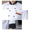 homens preto chef jaqueta mulheres manga lg cantina cozinhar uniforme para hotel verão garçom macacão restaurante cozinha cozinhar roupas p92z #