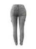 LW Plus Size Vita alta Tasca laterale con patta Jeans cargo Donna Cerniera Design increspato Jeans Causali Skinny Pantaloni lunghi 240314