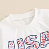 Комплекты одежды, наряды ко Дню независимости для маленьких мальчиков, футболки с буквенным принтом США, топы, шорты, комплект одежды из 2 предметов на 4 июля