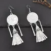 Dangle Earrings Tassel Women Drop Gypsy Glossy Metal Bohemian Ethnic Carved Jhumka Charms Party Turkish Female