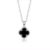 Van Clover Necklace S999 Sterling Silver Agate Lucky Flower Pendant Simple Fashion High-end Feeling Collarbone Chain Niche Women's Jewellery Gift