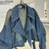 Streetwear Denim Vestes pour femmes 2023 Ropa Mujer Patchwork Cuir PU Casual Outwear Y2K Tops Harajuku Fi Vintage Manteaux G8zp #