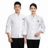 Logo T-shirt Mannen Jas Kleding Chef Hotel Kok April Werk Ober Mouw Lg Jas Met Restaurant Uniform H9nC #
