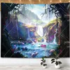 Tapisseries Champignon Forêt Arbre Jungle Tapisserie Hippie Trippy Fée Château Tapisseries pour Chambre Mur Art Décor Affiches Esthétique Papier Peint