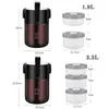304 Stainless Steel Thermos Lunch Box Round Leak-Proof Multilayer Sealed Insulated Food Storage Container Work School Bento Box 240318