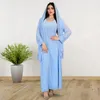 Abbigliamento etnico Abaya Abito musulmano Elegante manica lunga scollo a V Blu Rosa Diamanti Festa da sera Maxi Moda Drop Delivery Apparel Dhtxk