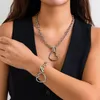 Lacteo – ensemble de collier et boucles d'oreilles Vintage, chaîne O avec anneau en forme de cœur, Bracelet pour femmes, pendentif ras du cou, fête de mariage, 2024