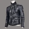 raro MJ Michael Jacks Punk Rock Style BAD Tour Nero Cott Rivetto in pelle Slim Zipper Jacket Outwear F16H #