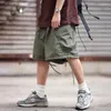 Shorts masculinos japoneses carga homens mulheres verão respirável solto perna larga calças curtas harajuku casual grande bolso reto trabalho