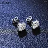 Stud Earrings Real 1-2 Ct Sparkling D Color Moissanite 925 Sterling Silver Brilliant Cut Diamond Test Past Gemstone Jewelry