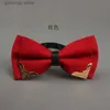 Bow Ties Bow Tie Mens Style Mens dyra guld kantade dubbelskikt formellt bröllopsfest brudgummen Bästa man Bow Y240329