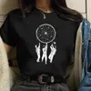 Nouveau Carto Astraut Imprimer Femmes T-shirt Casual Col Rond Tops Lâche Harajuku Manches Courtes T-shirt Style Coréen Vêtements Noirs j7YL #