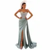 Elegant lyxkväll dres sexig baksida sjöjungfru från axel ärmhögskal enkel mopp prom klänningar för kvinnor k36w#