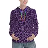 Felpe con cappuccio da donna Stampa animale Primavera Viola Modello leopardo Capispalla Camicia con cappuccio Felpa con cappuccio oversize classica Harajuku unisex