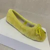 Mocassins à bout rond pour femmes, chaussures décontractées de luxe, avec nœud papillon, en laine, à enfiler, décoration en métal, plates