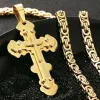 Halsband Multilayed Rivet Cross Pendant Halsband Rostfritt stål Kyrkans länkkedja Halsband för män Ortodoxa bönsmycken gåva