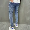 Hommes Skinny Ripped Jeans Pantalons Homme Y2K Hip Hop Trous Slim Jeans déchirés Casual Vintage Blue Denim Pantalons pour hommes Vêtements 58sy #