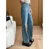 Nord- und südeuropäische Blogger schmale Version der beinlangen Jeans mit hoher Taille und geradem Bein 2024 Frühjahrsneuheit SN5167