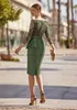 Olive Green 3/4 maniche in pizzo Madre della sposa Dres 2024 Short Wedding Party Ospite Ospite Gnero Lunghezza Robe De Soiree W6QL#