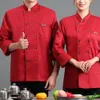 chef Top tinta unita tasca leggera uniforme da cuoco doppio petto ristorazione Butts unisex camicia da cuoco chef vestiti per la cucina R7bS #