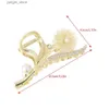 Hair Clips Crystal Flower Hair Claw Crab Clips Girls Pearl Rhinestone Hairpin Hair Accessories Metal Hair Claw Pearl Shark Clip For Women Y240329