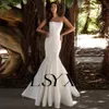 lsyx Semplice Strapl Crepe Sleevel Sirena da sposa Dr Elegante Buttom Back Piano Lunghezza Abito da sposa Custom Made x3L0 #