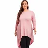 plus la taille Lg manches tunique élégante chemisier femmes Lg Hi Low Fit Flare printemps automne Swing Tops T-shirt grande taille vêtements 7XL e3SQ #