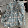 Vintage American Men's Autumn Cleanfit Long Sleeved Checkered Shirt Feeling Coat