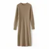 2023 Winter Cmere Dres Hot Sale 100% Pure Wool Knitted O-neck Sweater Women Lg Sleeve Standard Knitwear F9Nx#